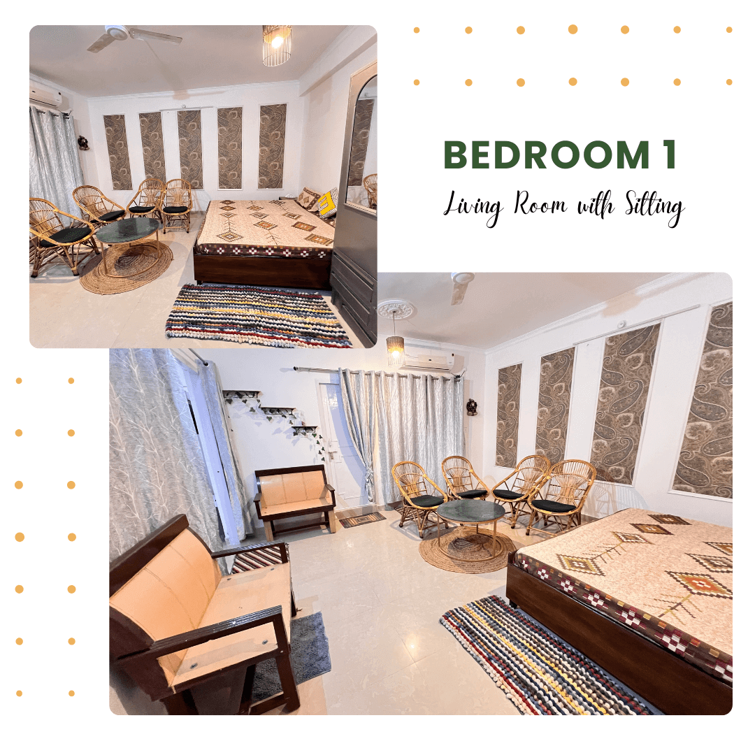 1BHK Apartment Living Room - Comfortable Seating Area with Modern Furniture near AIIMS Rishikesh